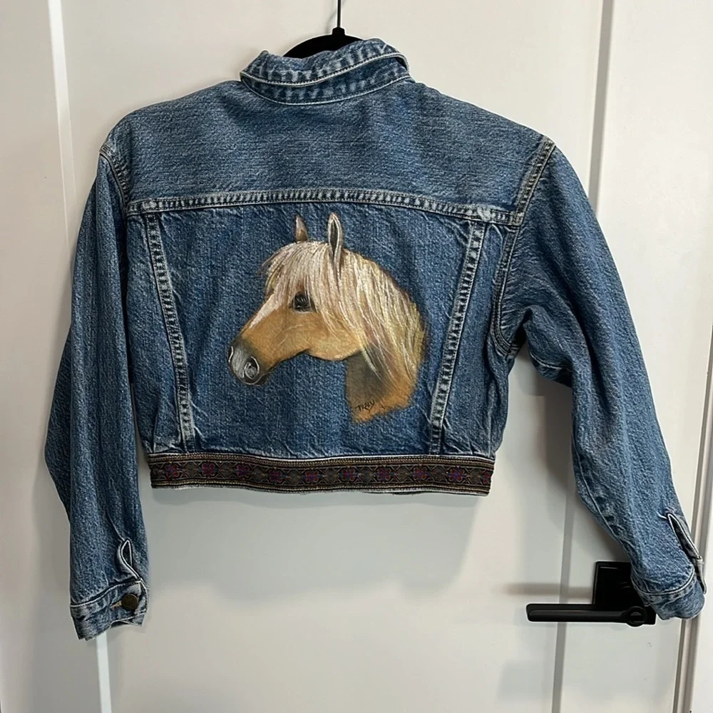 Vintage Guess Georges Marciano Design Western Painted Crop Jacket